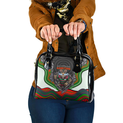 South Sydney Rabbitohs Shoulder Handbag The Scream of Lightning Eyes - Indigenous Dot Ripping Effect