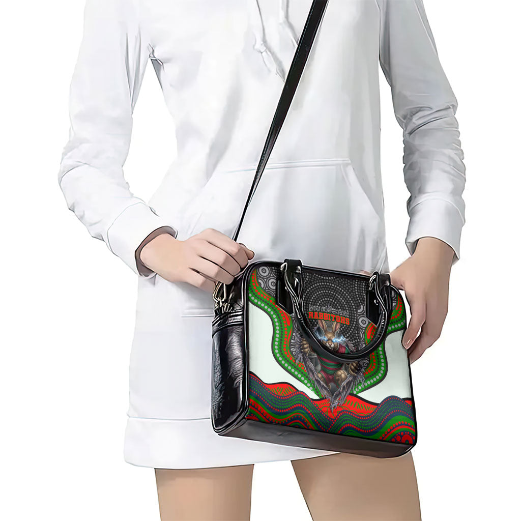 South Sydney Rabbitohs Shoulder Handbag The Scream of Lightning Eyes - Indigenous Dot Ripping Effect