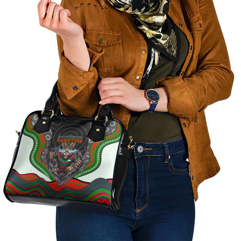 South Sydney Rabbitohs Shoulder Handbag The Scream of Lightning Eyes - Indigenous Dot Ripping Effect
