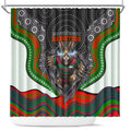 South Sydney Rabbitohs Shower Curtain The Scream of Lightning Eyes - Indigenous Dot Ripping Effect