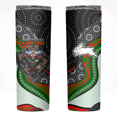 South Sydney Rabbitohs Skinny Tumbler The Scream of Lightning Eyes - Indigenous Dot Ripping Effect