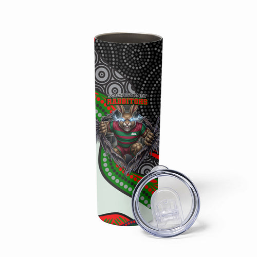 South Sydney Rabbitohs Skinny Tumbler The Scream of Lightning Eyes - Indigenous Dot Ripping Effect