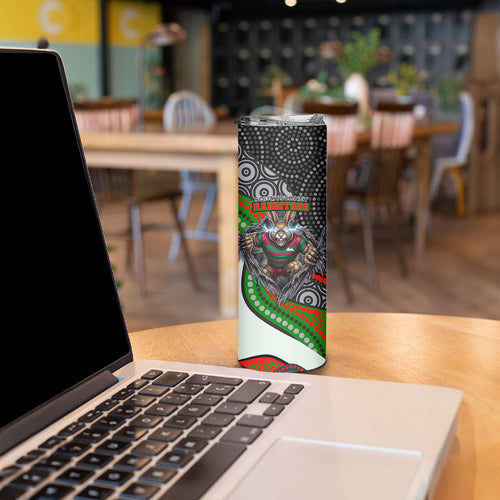 South Sydney Rabbitohs Skinny Tumbler The Scream of Lightning Eyes - Indigenous Dot Ripping Effect