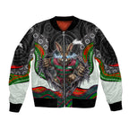 South Sydney Rabbitohs Sleeve Zip Bomber Jacket The Scream of Lightning Eyes - Indigenous Dot Ripping Effect