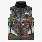 South Sydney Rabbitohs Sleeveless Puffer Jacket The Scream of Lightning Eyes - Indigenous Dot Ripping Effect