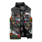 South Sydney Rabbitohs Sleeveless Puffer Jacket The Scream of Lightning Eyes - Indigenous Dot Ripping Effect