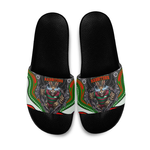 South Sydney Rabbitohs Slide Sandals The Scream of Lightning Eyes - Indigenous Dot Ripping Effect