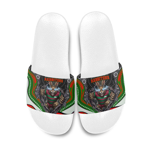 South Sydney Rabbitohs Slide Sandals The Scream of Lightning Eyes - Indigenous Dot Ripping Effect