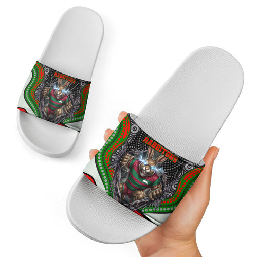 South Sydney Rabbitohs Slide Sandals The Scream of Lightning Eyes - Indigenous Dot Ripping Effect