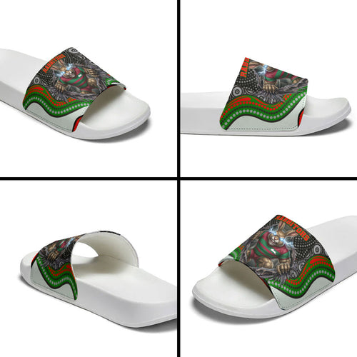 South Sydney Rabbitohs Slide Sandals The Scream of Lightning Eyes - Indigenous Dot Ripping Effect