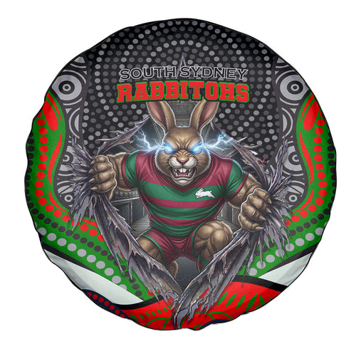 South Sydney Rabbitohs Spare Tire Cover The Scream of Lightning Eyes - Indigenous Dot Ripping Effect