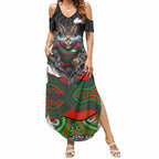 South Sydney Rabbitohs Summer Maxi Dress The Scream of Lightning Eyes - Indigenous Dot Ripping Effect