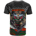 South Sydney Rabbitohs T Shirt The Scream of Lightning Eyes - Indigenous Dot Ripping Effect