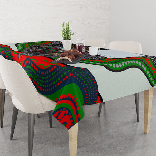 South Sydney Rabbitohs Tablecloth The Scream of Lightning Eyes - Indigenous Dot Ripping Effect