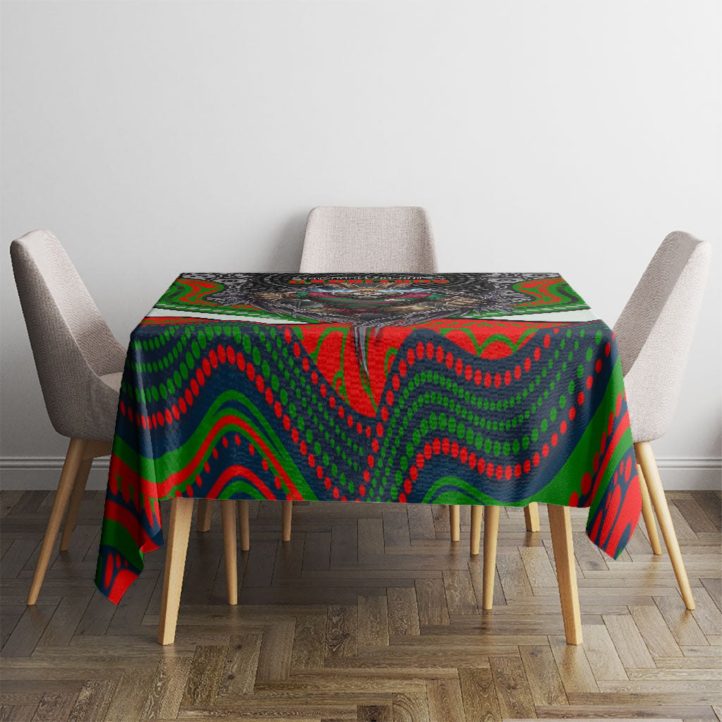 South Sydney Rabbitohs Tablecloth The Scream of Lightning Eyes - Indigenous Dot Ripping Effect