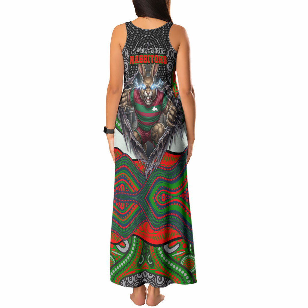 South Sydney Rabbitohs Tank Maxi Dress The Scream of Lightning Eyes - Indigenous Dot Ripping Effect