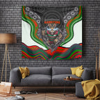 South Sydney Rabbitohs Tapestry The Scream of Lightning Eyes - Indigenous Dot Ripping Effect