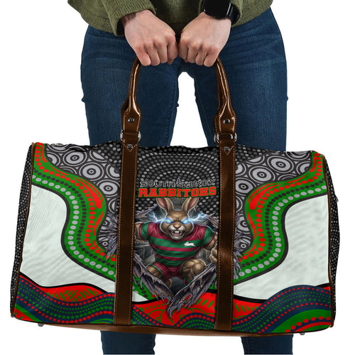 South Sydney Rabbitohs Travel Bag The Scream of Lightning Eyes - Indigenous Dot Ripping Effect