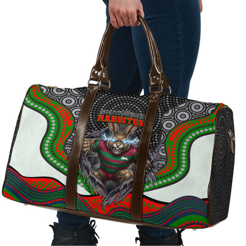 South Sydney Rabbitohs Travel Bag The Scream of Lightning Eyes - Indigenous Dot Ripping Effect
