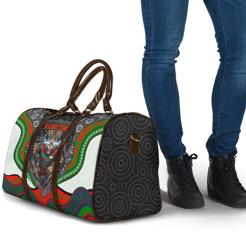South Sydney Rabbitohs Travel Bag The Scream of Lightning Eyes - Indigenous Dot Ripping Effect
