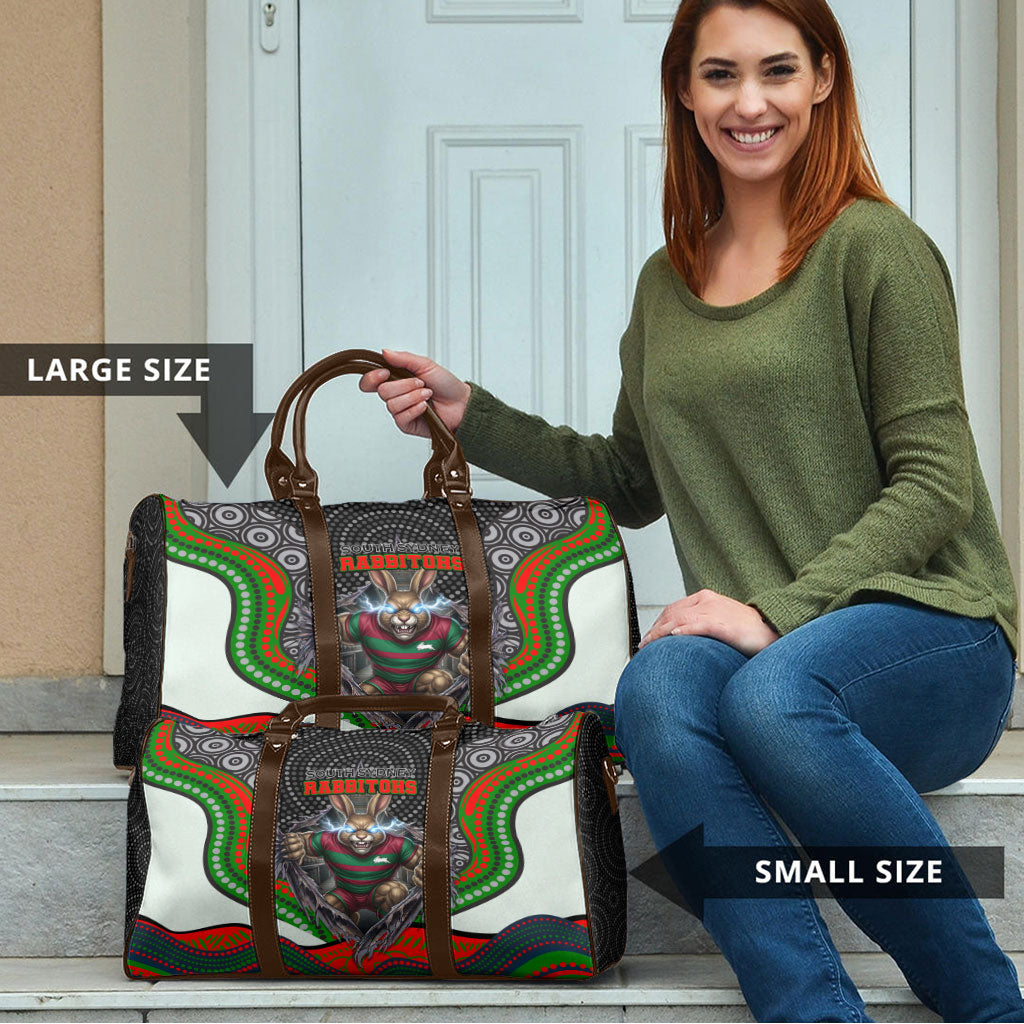 South Sydney Rabbitohs Travel Bag The Scream of Lightning Eyes - Indigenous Dot Ripping Effect