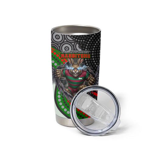 South Sydney Rabbitohs Tumbler Cup The Scream of Lightning Eyes - Indigenous Dot Ripping Effect