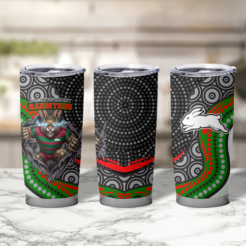 South Sydney Rabbitohs Tumbler Cup The Scream of Lightning Eyes - Indigenous Dot Ripping Effect
