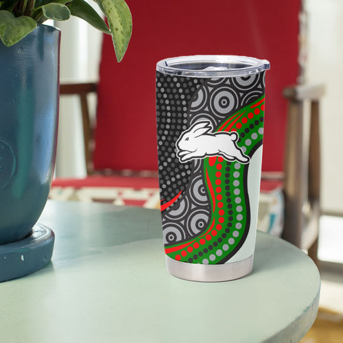 South Sydney Rabbitohs Tumbler Cup The Scream of Lightning Eyes - Indigenous Dot Ripping Effect