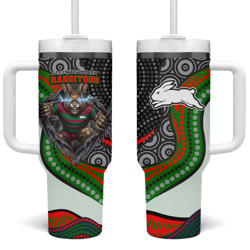 South Sydney Rabbitohs Tumbler With Handle The Scream of Lightning Eyes - Indigenous Dot Ripping Effect