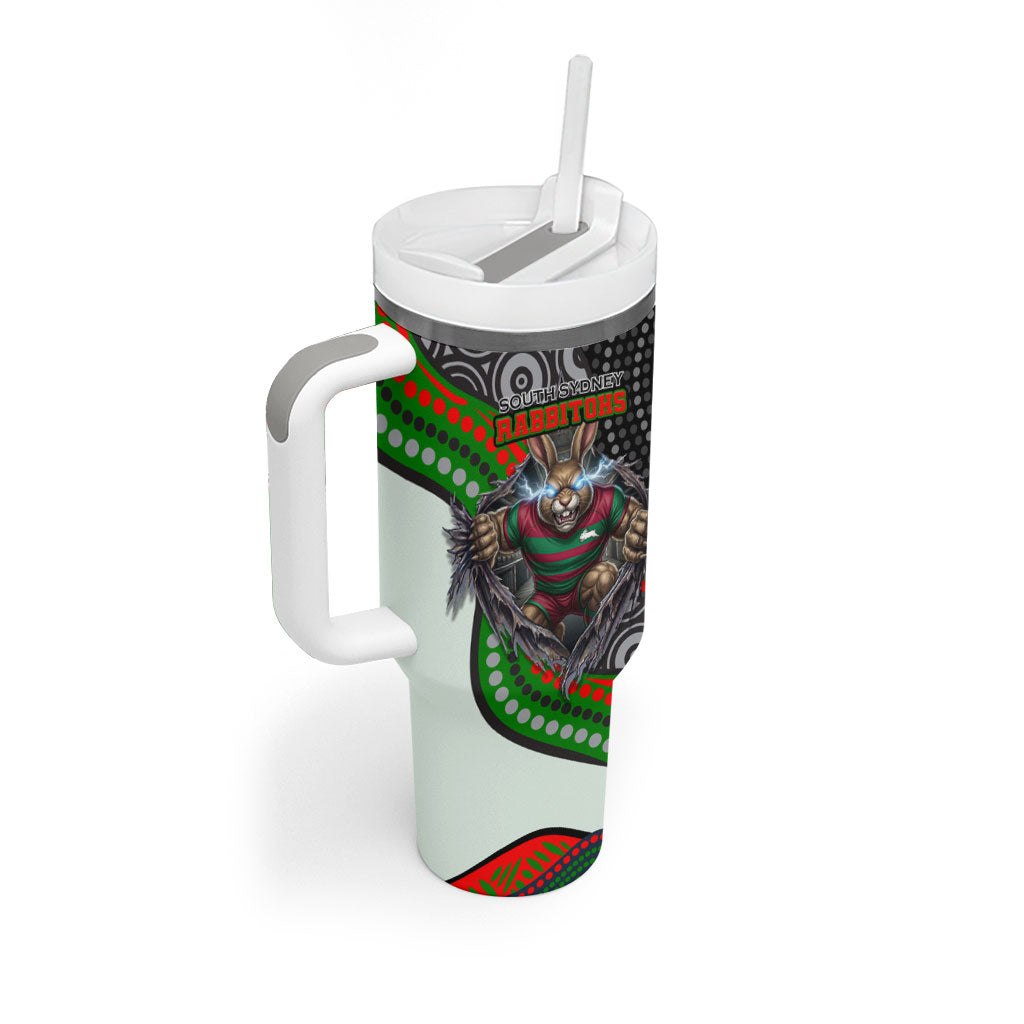 South Sydney Rabbitohs Tumbler With Handle The Scream of Lightning Eyes - Indigenous Dot Ripping Effect