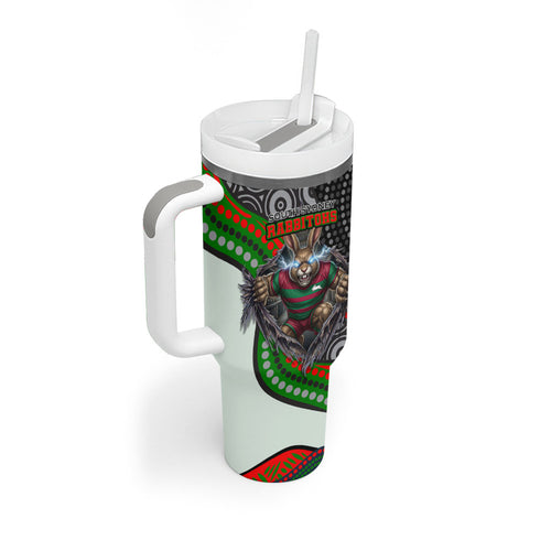 South Sydney Rabbitohs Tumbler With Handle The Scream of Lightning Eyes - Indigenous Dot Ripping Effect