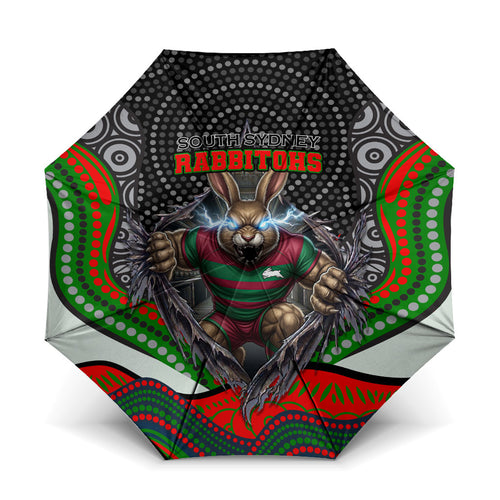 South Sydney Rabbitohs Umbrella The Scream of Lightning Eyes - Indigenous Dot Ripping Effect
