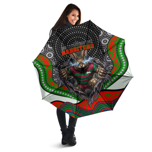 South Sydney Rabbitohs Umbrella The Scream of Lightning Eyes - Indigenous Dot Ripping Effect