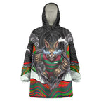 South Sydney Rabbitohs Wearable Blanket Hoodie The Scream of Lightning Eyes - Indigenous Dot Ripping Effect