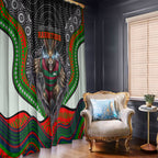 South Sydney Rabbitohs Window Curtain The Scream of Lightning Eyes - Indigenous Dot Ripping Effect