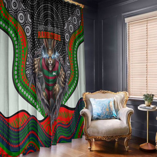 South Sydney Rabbitohs Window Curtain The Scream of Lightning Eyes - Indigenous Dot Ripping Effect