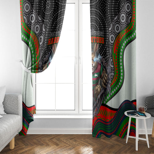 South Sydney Rabbitohs Window Curtain The Scream of Lightning Eyes - Indigenous Dot Ripping Effect
