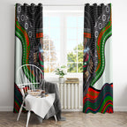South Sydney Rabbitohs Window Curtain The Scream of Lightning Eyes - Indigenous Dot Ripping Effect