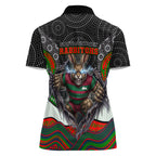South Sydney Rabbitohs Women Polo Shirt The Scream of Lightning Eyes - Indigenous Dot Ripping Effect