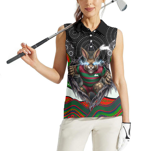 South Sydney Rabbitohs Women Sleeveless Polo Shirt The Scream of Lightning Eyes - Indigenous Dot Ripping Effect