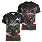 South Sydney Rabbitohs Women V-Neck T-Shirt The Scream of Lightning Eyes - Indigenous Dot Ripping Effect