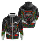 South Sydney Rabbitohs Zip Hoodie The Scream of Lightning Eyes - Indigenous Dot Ripping Effect