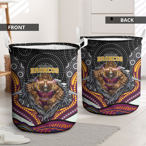 Brisbane Broncos Laundry Basket The Scream of Lightning Eyes - Indigenous Dot Ripping Effect
