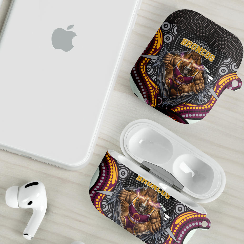 Brisbane Broncos AirPods Case The Scream of Lightning Eyes - Indigenous Dot Ripping Effect