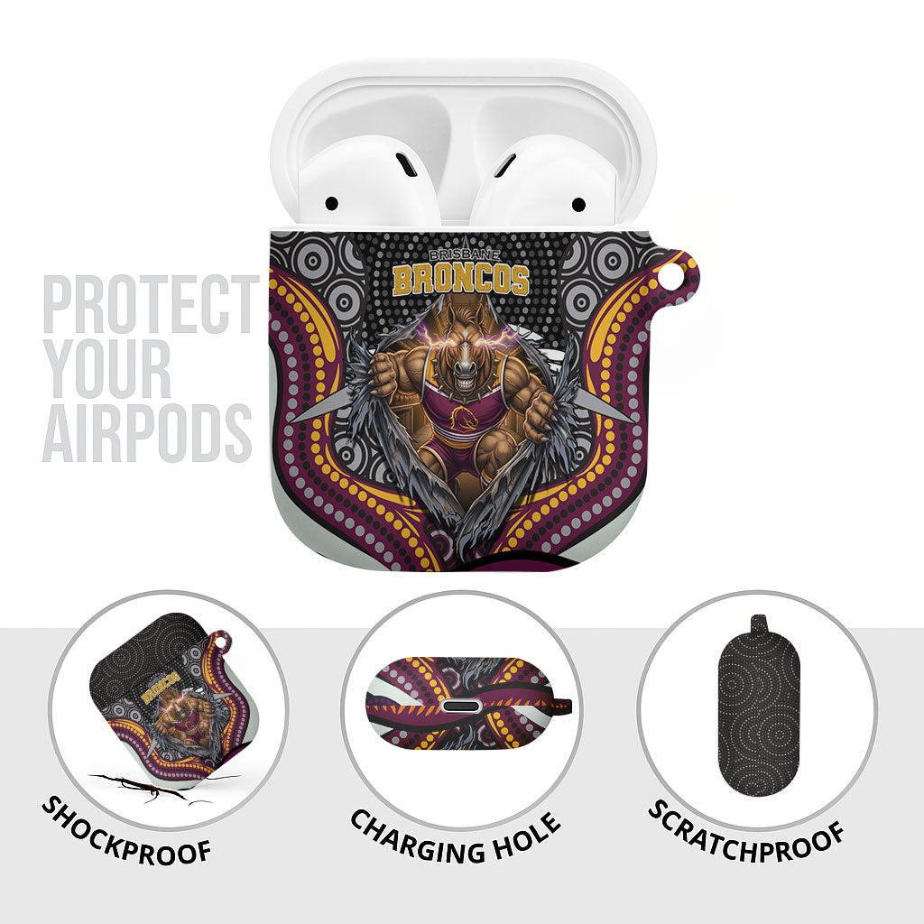Brisbane Broncos AirPods Case The Scream of Lightning Eyes - Indigenous Dot Ripping Effect