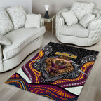 Brisbane Broncos Area Rug The Scream of Lightning Eyes - Indigenous Dot Ripping Effect