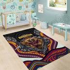 Brisbane Broncos Area Rug The Scream of Lightning Eyes - Indigenous Dot Ripping Effect