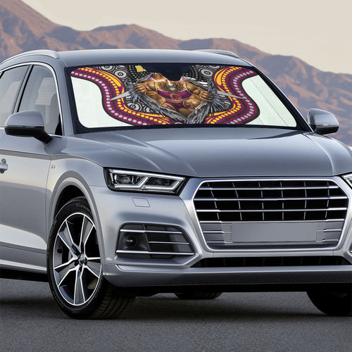 Brisbane Broncos Auto Sun Shade The Scream of Lightning Eyes - Indigenous Dot Ripping Effect