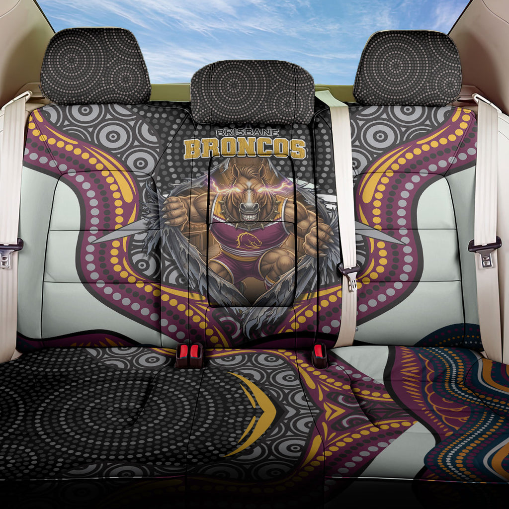Brisbane Broncos Back Car Seat Cover The Scream of Lightning Eyes - Indigenous Dot Ripping Effect