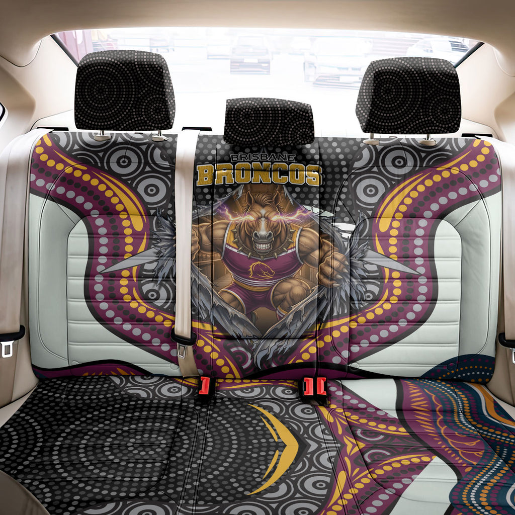 Brisbane Broncos Back Car Seat Cover The Scream of Lightning Eyes - Indigenous Dot Ripping Effect